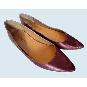 LUCKY BRAND Bethysa Pointed Toe Metallic Burgundy Ballet Flat Sz 6.5